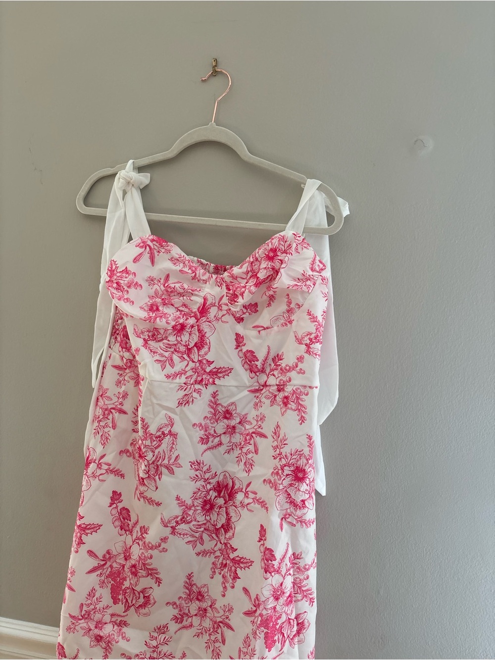 SHEIN White Mini Dress with Pink Floral Print